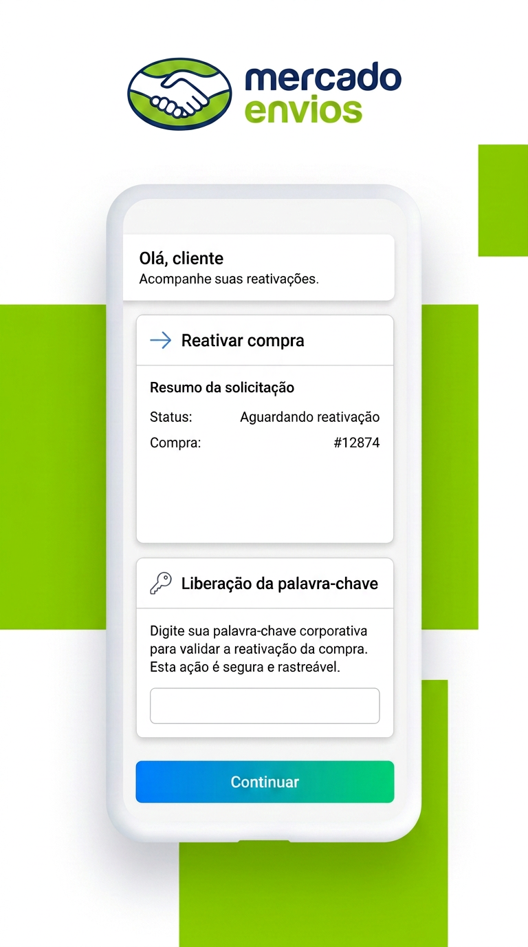 Tela 1 do aplicativo Mercado Envios